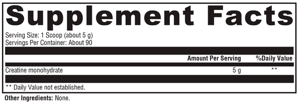 Creatine Athletix Supplement Facts Label