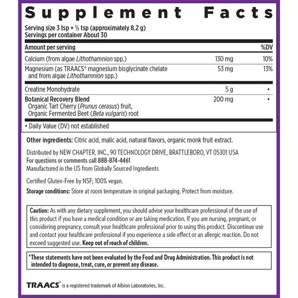 Creatine Complex Powder Supplement Facts Label