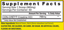 creatine hcl powder lemon lime (con-cret) supplement facts
