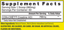 creatine hcl powder pineapple (con-cret) supplement facts