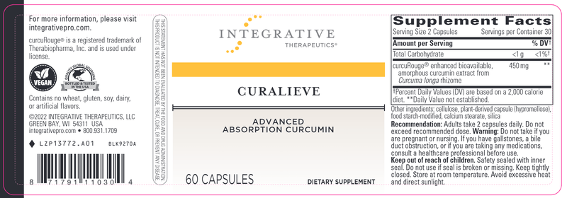 Curalieve (Integrative Therapeutics) label