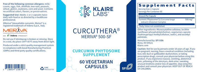 CurcuThera (Klaire Labs) Label
