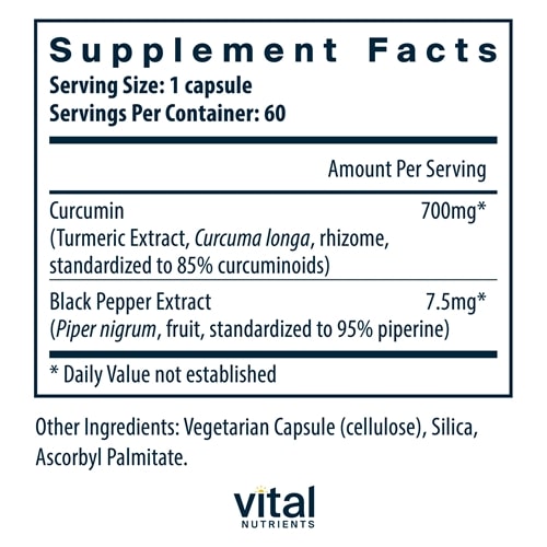 Curcumin Extract 700 mg Vital Nutrients supplements