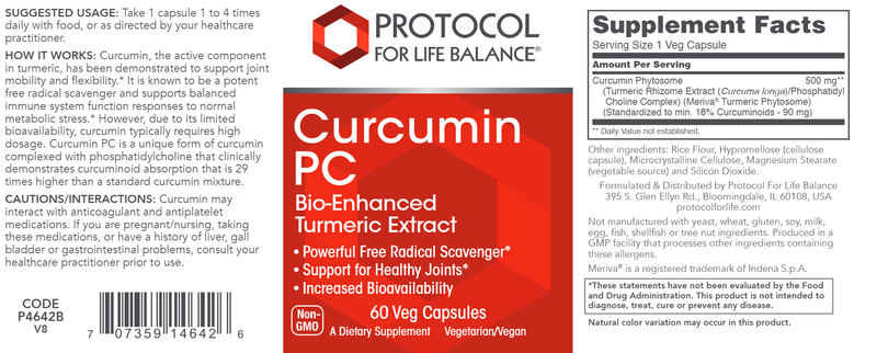 Curcumin PC (Protocol for Life Balance) Label