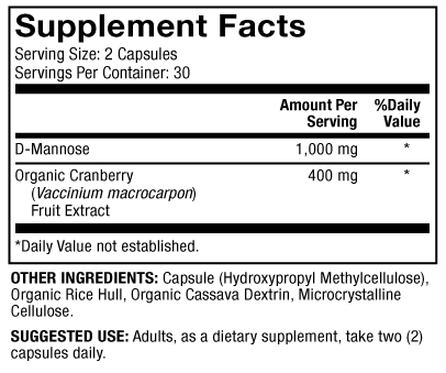 D-Mannose and Cranberry Extract (Dr. Mercola) supplement facts