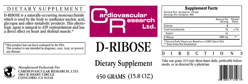 D-Ribose (Ecological Formulas) Label
