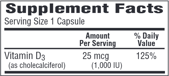 D3 1000 IU (Bio-Tech Pharmacal) supplement facts