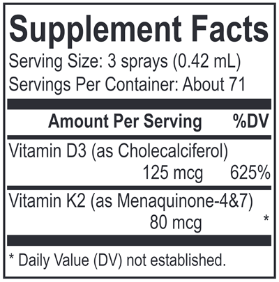 D3 K2 Lipo Spray (Energetix) Supplement Facts