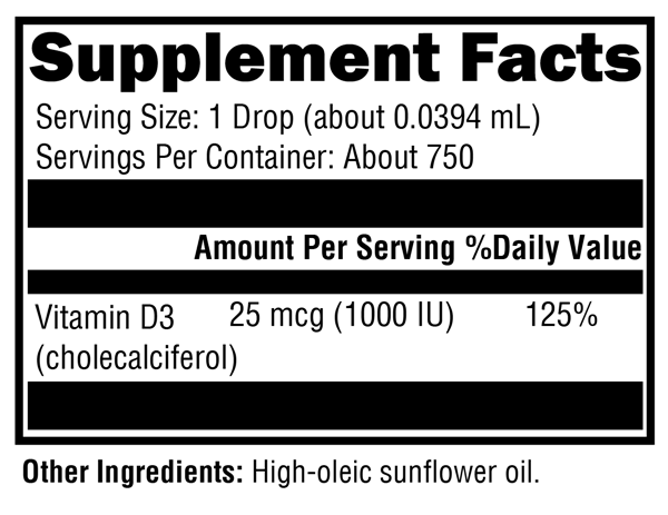 d3 liquid (xymogen) supplement facts