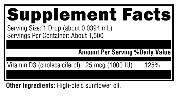 d3 liquid (xymogen) supplement facts