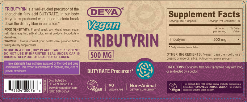 DEVA VEGAN TRIBUTYRIN (Deva Nutrition LLC) Label