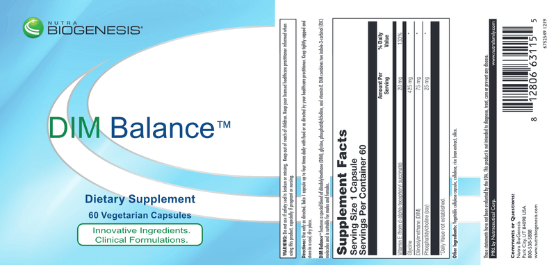 DIM Balance Plus (Nutra Biogenesis) Label