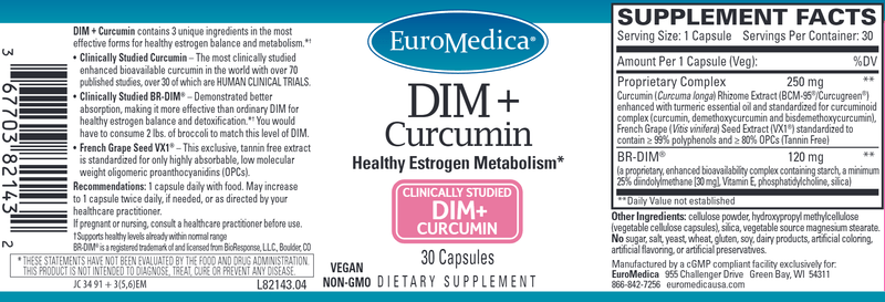 dim + curcumin euromedica label
