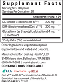 DIM + I3C (seeking health) supplement facts