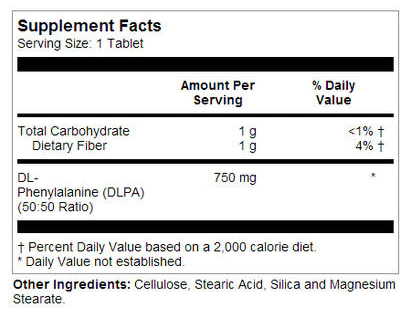 DLPA 750 mg KAL supplement facts