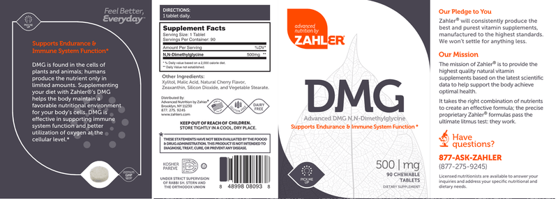 DMG (Advanced Nutrition by Zahler) Label
