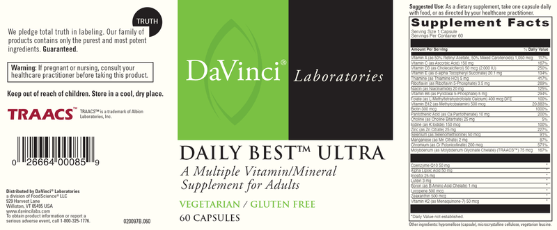 Daily Best Ultra (DaVinci Labs) label