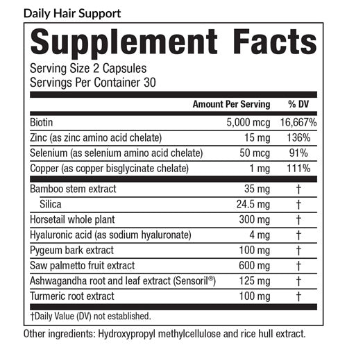 daily hair support (equilife) supplement facts