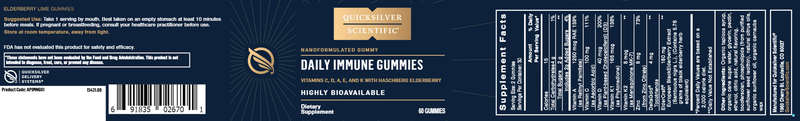 Daily Immune Gummies (Quicksilver Scientific) Label