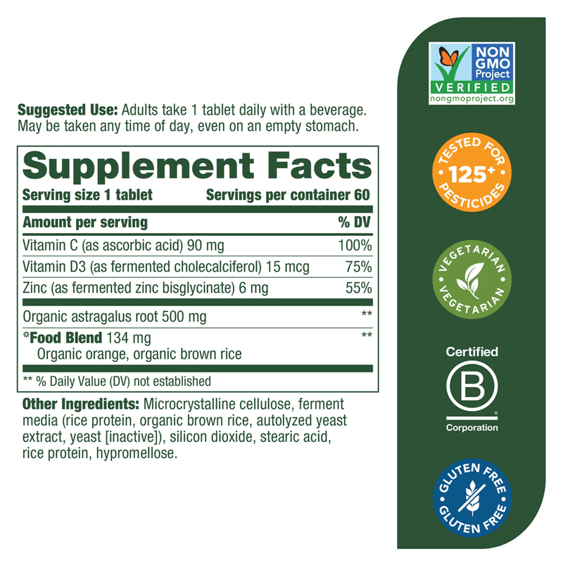 Daily Immune Support 60ct (MegaFood) supplement facts