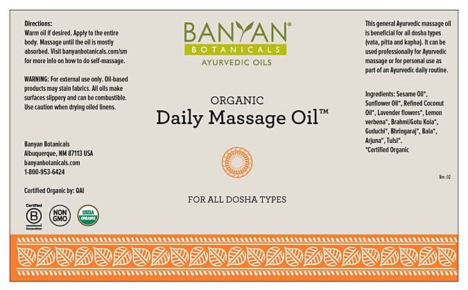 Daily Massage Oil 4oz (Banyan Botanicals) label