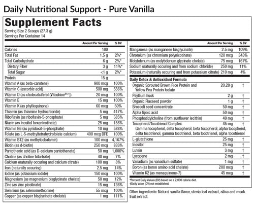 Daily Nutritional Support (Vanilla) (EquiLife) supplement facts