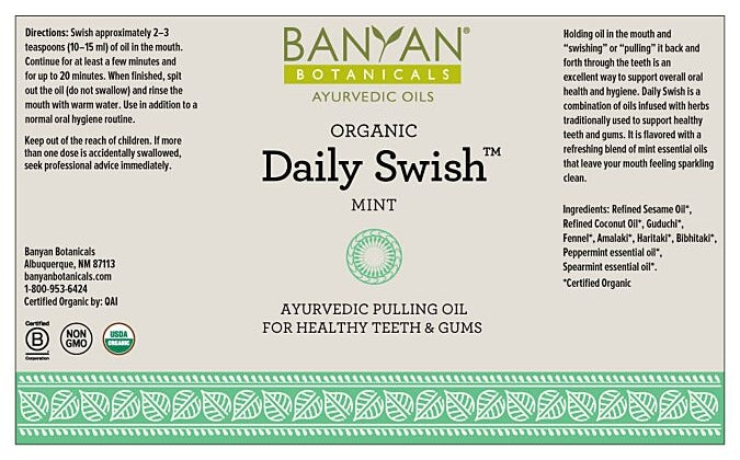 Daily Swish Oil Pulling Organic (Banyan Botanicals) label