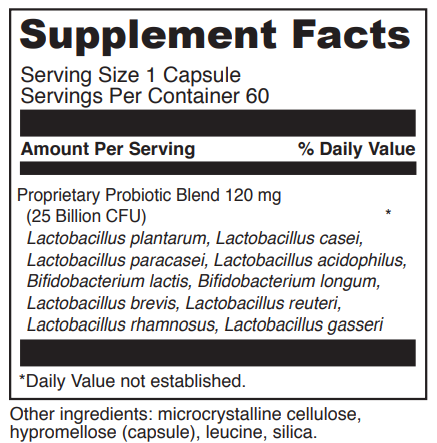 Daily Best Probiotic Supplement Facts Label