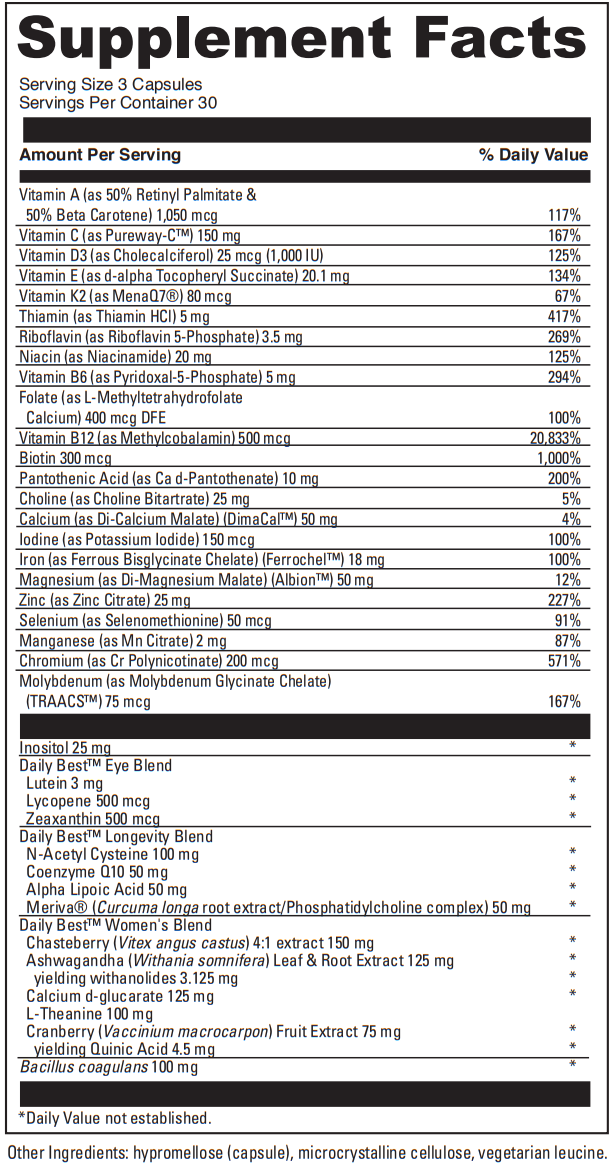 daily best women davinci labs supplement facts