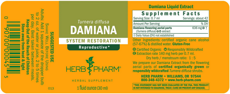 damiana herb pharm label