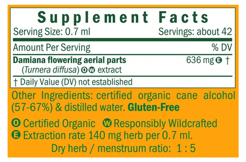 damiana herb pharm supplement facts