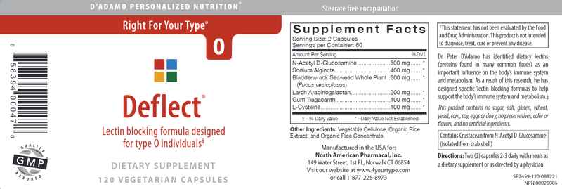 Deflect O (D'Adamo Personalized Nutrition) label