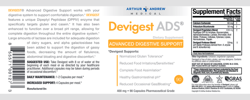 Devigest ADS (Arthur Andrew Medical Inc) 90ct Label