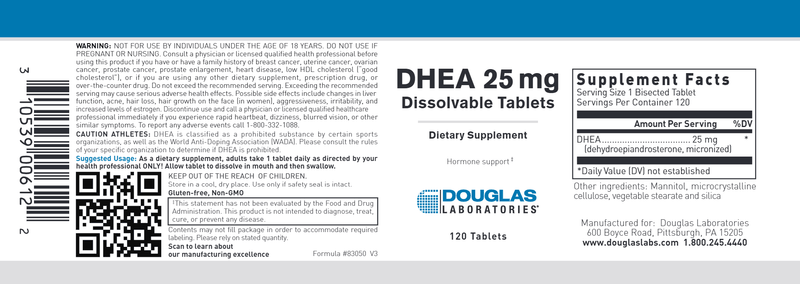 Dhea 25Mg Sublingual (Douglas Labs) label
