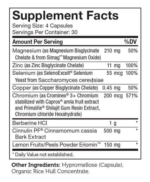 Diabetter Supplement Facts Label