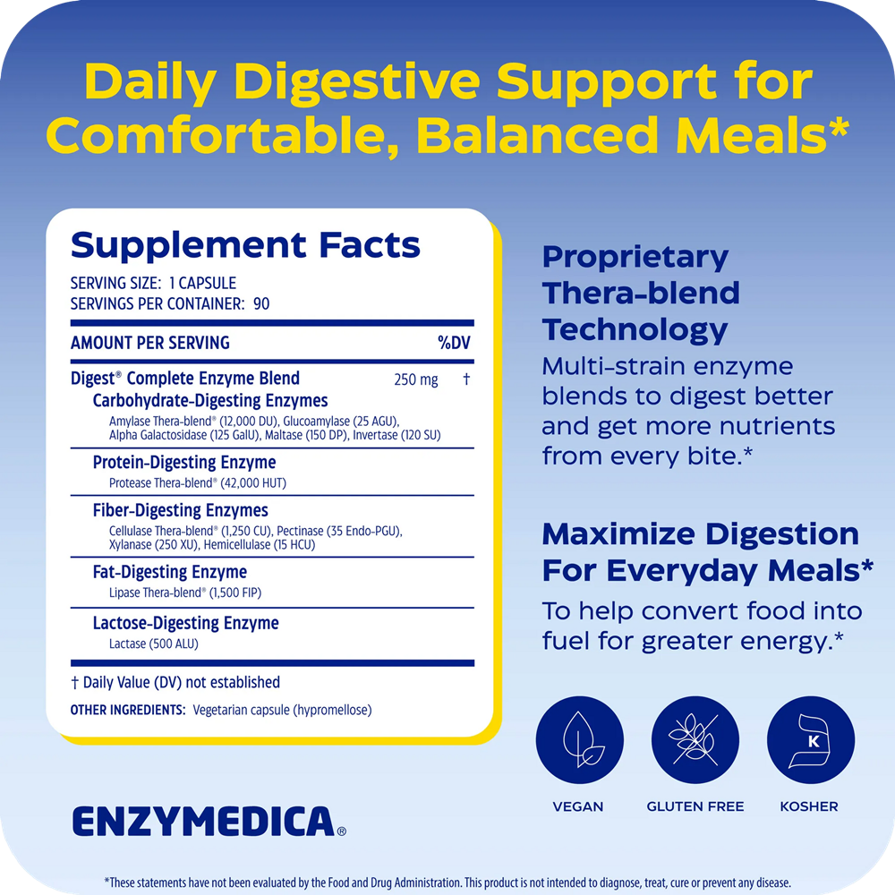 Digest Complete Supplement Facts Label