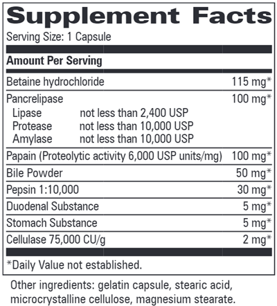 Digestin (Progressive Labs) Supplement Facts
