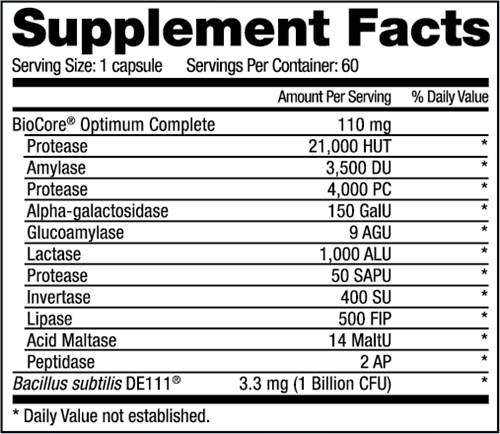 Digestive Support Digestive Enzymes + Probiotics (Bariatric Fusion) supplement facts