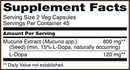 dopa mucuna (now foods) supplement facts