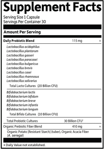 Dr. Formulated Once Daily (Garden of Life) Supplement Facts