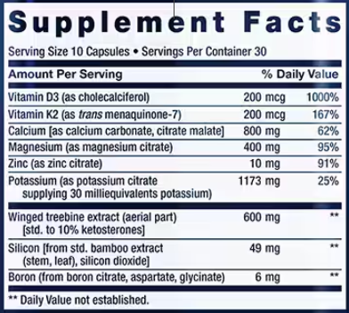 Dr. Strum’s Intensive Bone Formula (Life Extension) supplement facts