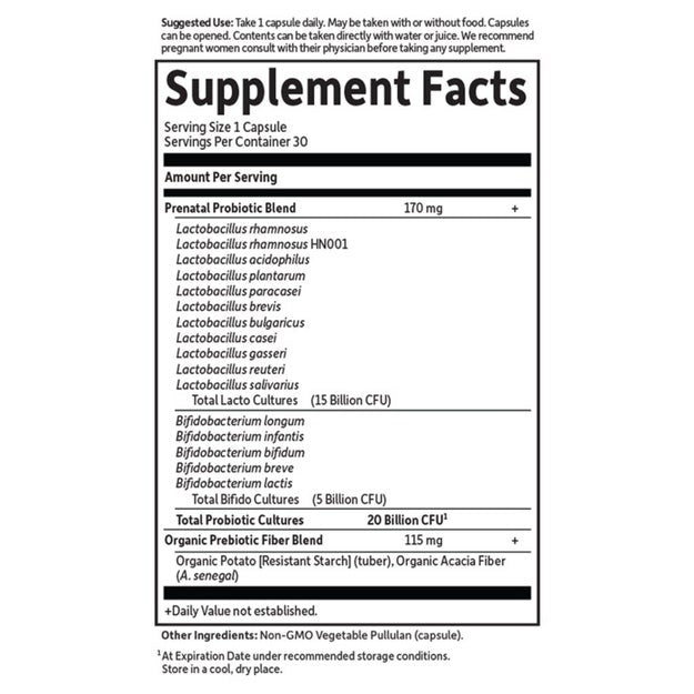 dr. formulated prenatal probiotic garden of life supplement facts