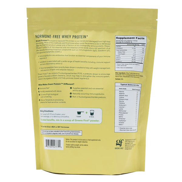 buy dream protein whey creamy french vanilla greens first