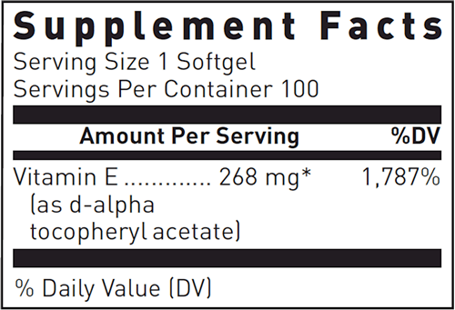 E-400 Supplement Facts Label