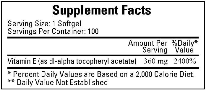 E-400 400 IU (Ecological Formulas) Supplement Facts