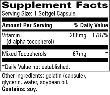 e-400 with mixed tocopherols progressive labs supplement facts