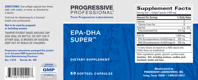 EPA-DHA Super (Progressive Labs) Label