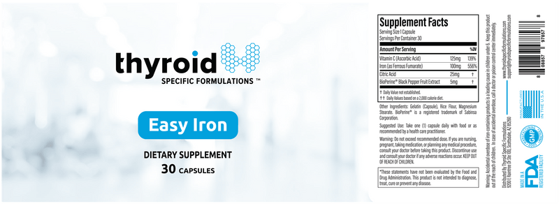 Easy Iron (Thyroid Specific Formulations) label