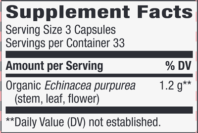 Echinacea Purpurea Herb Veg Capsules (Nature's Way) 100ct Supplement Facts