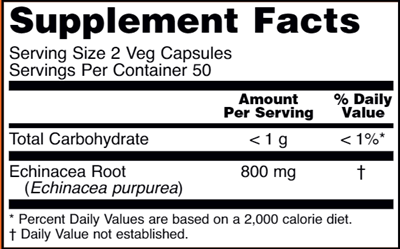 Echinacea Root - 100 Capsules (NOW) Supplement Facts